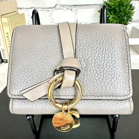CHLOE gray leather monogram compact wallet GREAT! - Picture 1 of 15